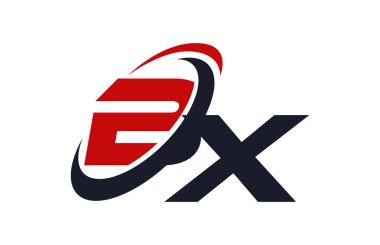 BX Logo Swoosh küresel kırmızı mektup vektör kavramı