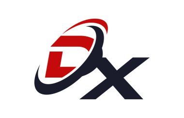DX Logo Swoosh küresel kırmızı mektup vektör kavramı