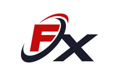 FX Logo Swoosh küresel kırmızı mektup vektör kavramı