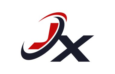 JX Logo Swoosh küresel kırmızı mektup vektör kavramı