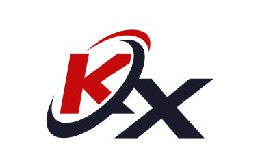 Kx Logo Swoosh küresel kırmızı mektup vektör kavramı