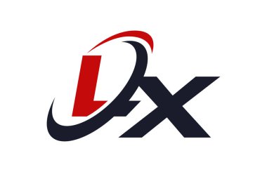 LX Logo Swoosh küresel kırmızı mektup vektör kavramı