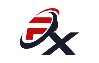 Px Logo Swoosh küresel kırmızı mektup vektör kavramı