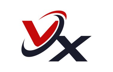 VX Logo Swoosh küresel kırmızı mektup vektör kavramı