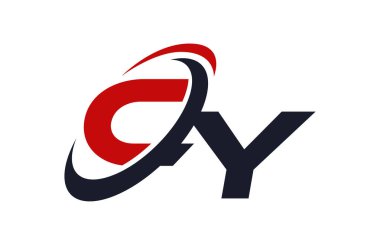 Cy Logo Swoosh küresel kırmızı mektup vektör kavramı