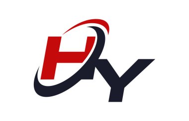 HY Logo Swoosh küresel kırmızı mektup vektör kavramı