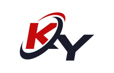 KY Logo Swoosh küresel kırmızı mektup vektör kavramı