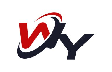 WY Logo Swoosh küresel kırmızı mektup vektör kavramı