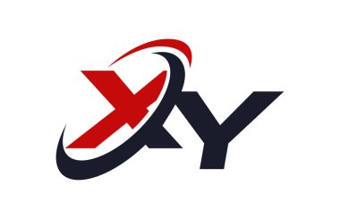 XY Logo Swoosh küresel kırmızı mektup vektör kavramı