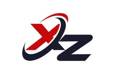 XZ Logo Swoosh küresel kırmızı mektup vektör kavramı