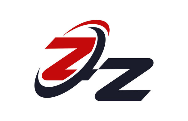 ZZ Logo Swoosh Global Red Letter Vector Concept