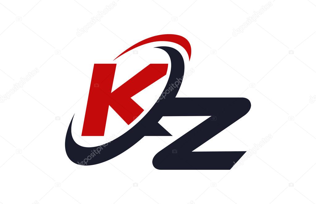 KZ Logo Swoosh Global Red Letter Vector Concept