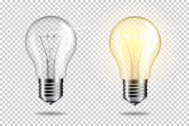 Gerçekçi şeffaf izole ampul,.