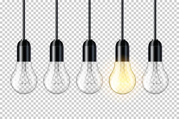 Realistic Transparent Light Bulb Isolated — Stock Vector