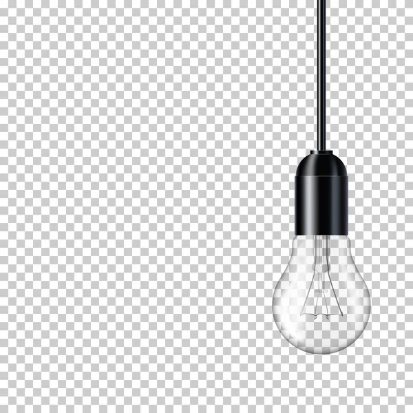 Bombilla Luz Transparente Realista Aislada — Vector de stock