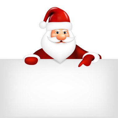 Gerçekçi Noel Baba beyaz boş olarak gösteren izole beyaz arka plan üzerinde.