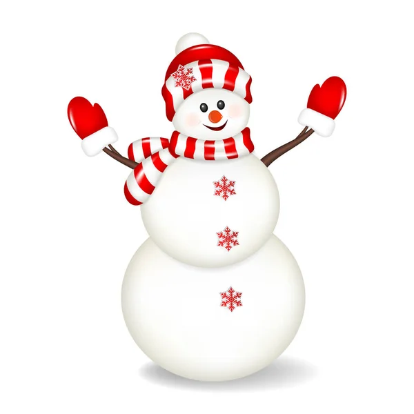 Muñeco Nieve Navidad Aislado Sobre Fondo Blanco — Vector de stock