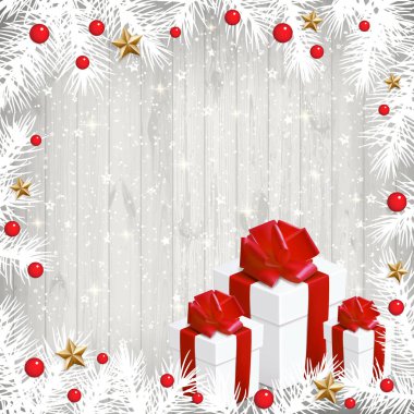 Eski Beyaz ahşap zemin üzerinde Noel arka plan.