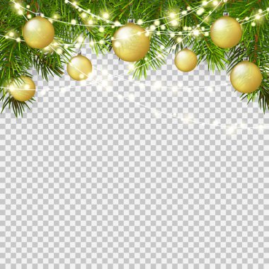 Noel arka plan yeşil dallar izole.