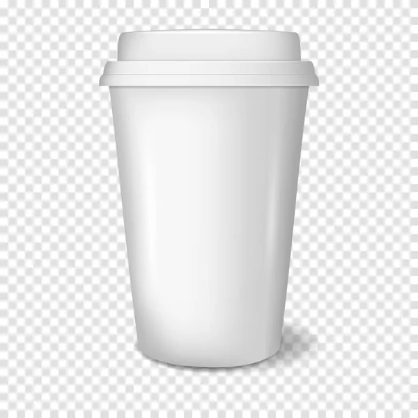 Bílé Jednorázové Šálek Kávy Izolované Průhledném Pozadí — Stockový vektor