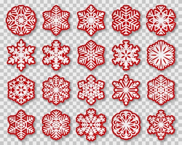Paper Snowflake Set Isolated Background — Stock Vector