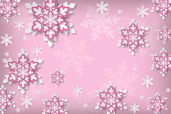 Christmas Wenskaart Met Papier Sneeuwvlokken — Stockvector