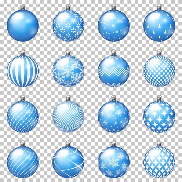 Set Christmas Balls Ornament Isolated Transparent Background — Stock Vector