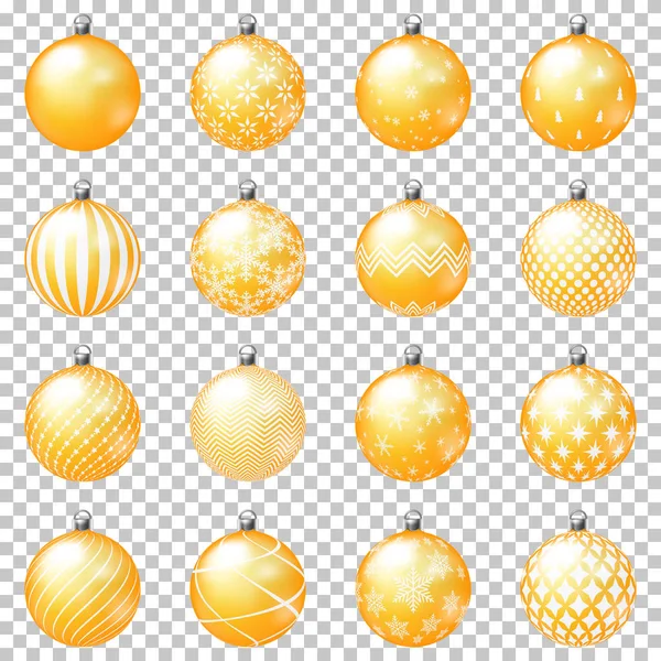 Set Christmas Balls Ornament Isolated Transparent Background — Stock Vector