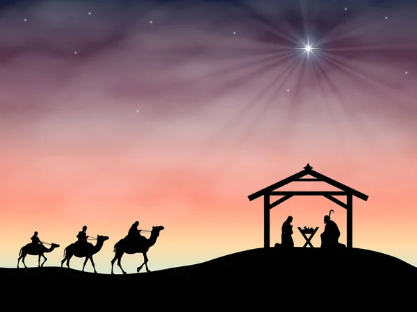 Boże Narodzenie Szopka Dzieciątkiem Jezus Żłobie Józefa Maryi — Wektor stockowy