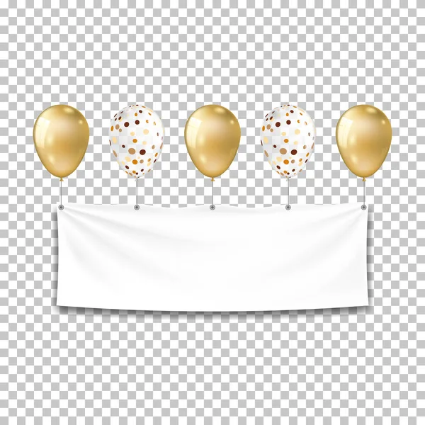 Set Realistic Balloons Group Textile Banner Isolated — Stock Vector