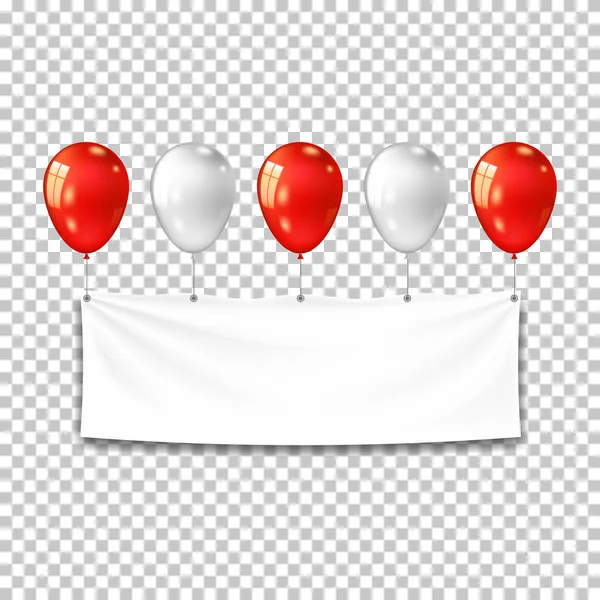 Set Realistic Balloons Group Textile Banner Isolated — Stock Vector