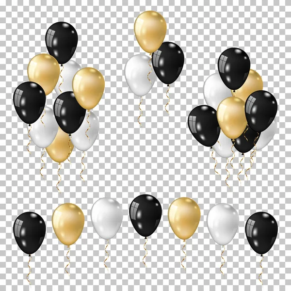 Set Realistic Balloons Group Isolated — Stock Vector