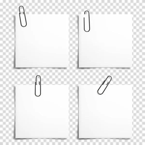 分離に使用するテキストは ホワイト ペーパーと現実的なペーパー クリップのセット — ストックベクタ