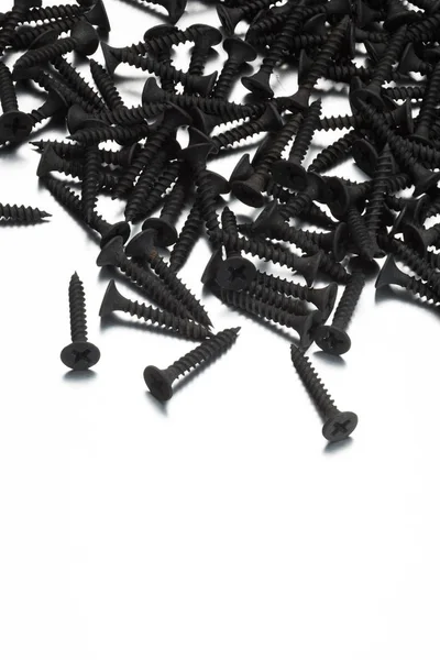 Black screw on white background — Stock Photo, Image