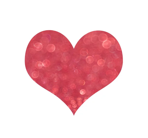 Czerwone serce brokat z bokeh — Zdjęcie stockowe