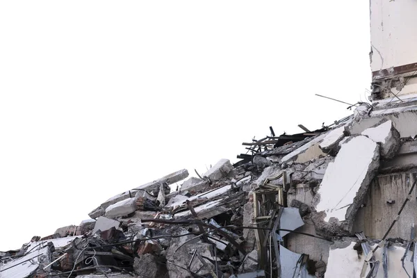 Lote isolado de escombros de um edifício desmontado num local de demolição . — Fotografia de Stock
