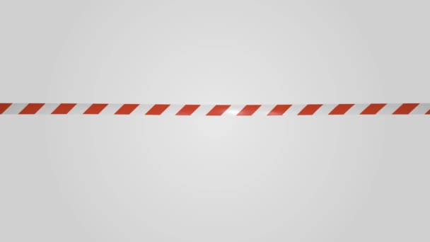 Red and white protective tape. 3D animation with alpha channel — Stock Video