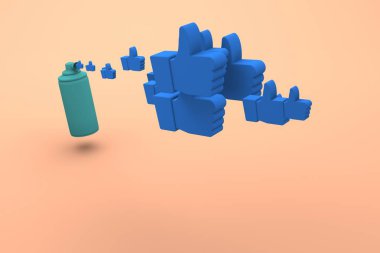 Airhorn başparmak kadar simgeleri bültenleri. Konsept fotoğraf gibi. 3d render