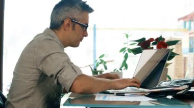 Casual freelancer laptop, masanın üstüne düşen bir oyuncak ayı süre çalışıyor.