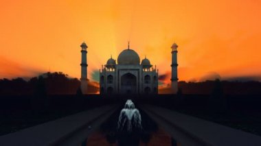 Beautilful su çeşmeleri, 4k ile Taj Mahal önden görünüm