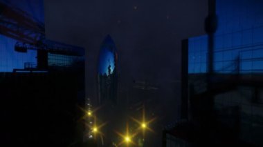 Yağmur ve gök gürültüsü London city, havadan görünümü, 4k üzerinde