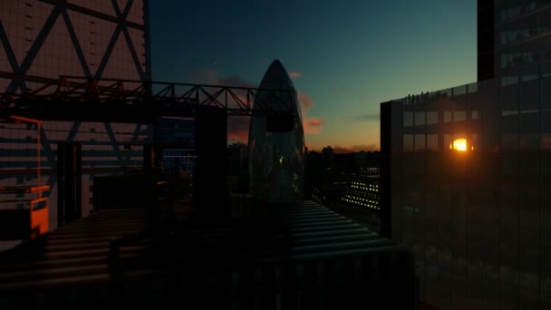 Edifici di Londra sotto il bel sole del mattino, 4K — Video Stock