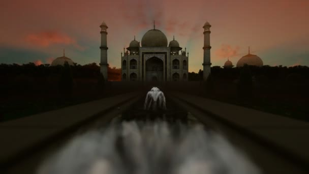 Taj Mahal tegen timelapse zonsopgang, tilt, 4k — Stockvideo