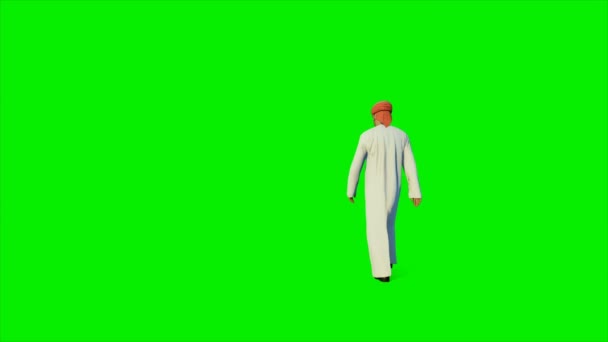 Арабский бизнесмен, идущий против Зеленого экрана, 4K — стоковое видео
