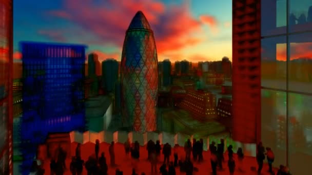 ロンドン市、平面図、4 k の美しい 3 d ペイント — ストック動画