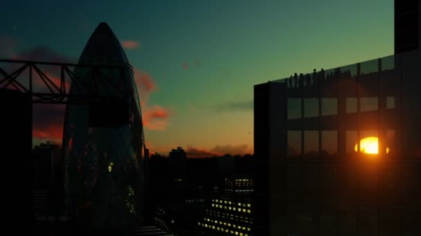 Edificios de Londres en hermoso sol de la mañana — Vídeos de Stock