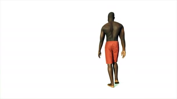 Afro-americano em shorts andando contra branco, 4K — Vídeo de Stock
