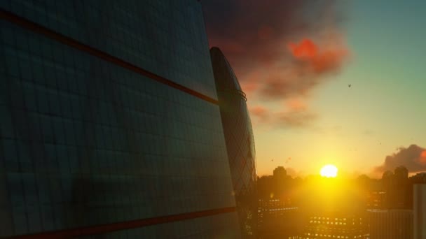Londýnský výhled proti nádherného východu slunce — Stock video