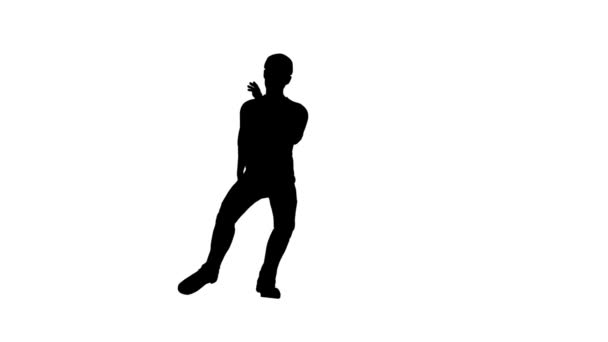 Club Dancer Silhouette contra branco em câmera lenta — Vídeo de Stock