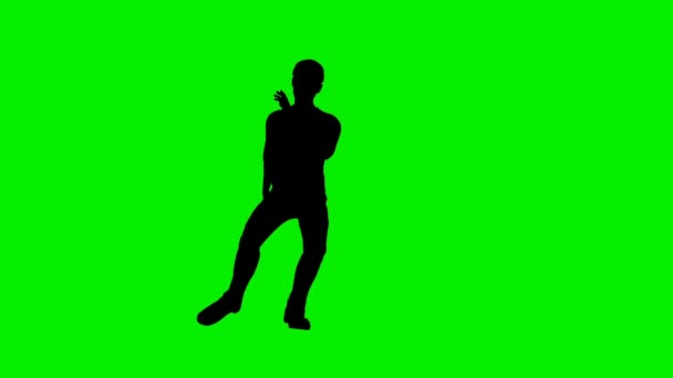 Силуэт клубного танцора в замедленной съемке, зеленый экран — стоковое видео